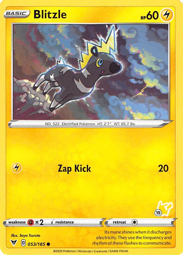 Blitzle (053/185) (Pikachu Stamp #15) [Battle Academy 2022] | Odin's Place