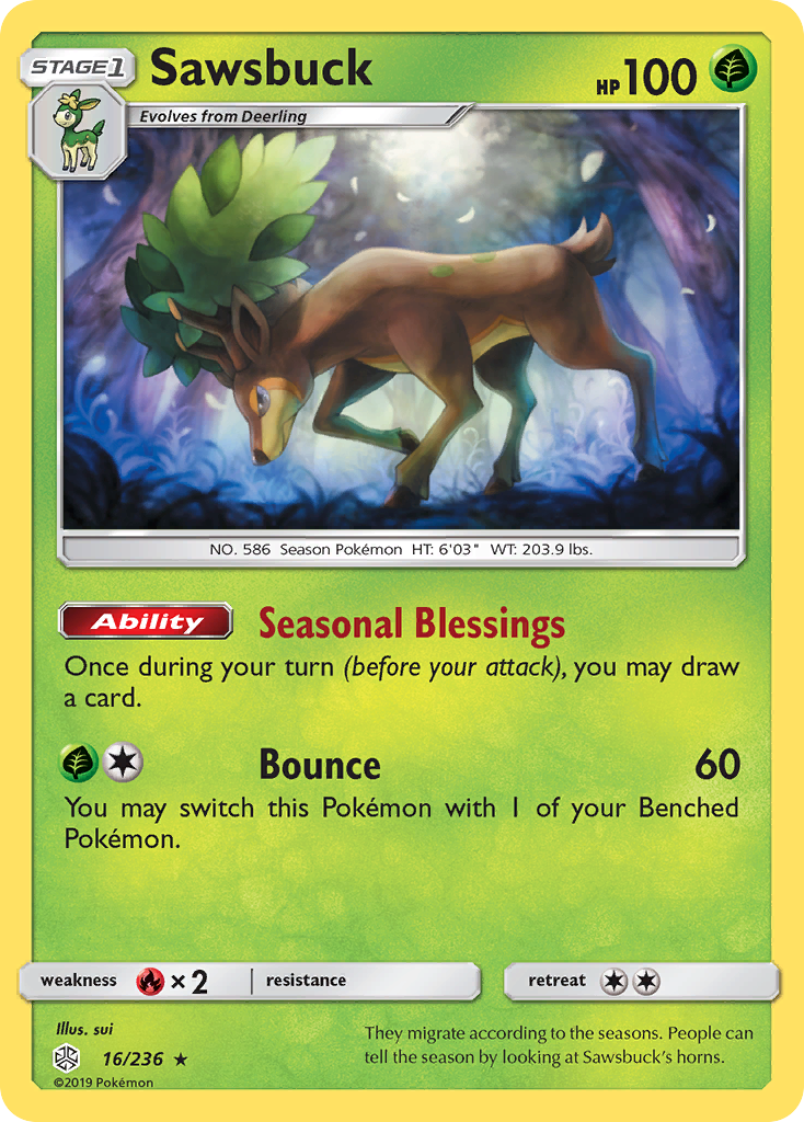 Sawsbuck (16/236) [Sun & Moon: Cosmic Eclipse] | Odin's Place
