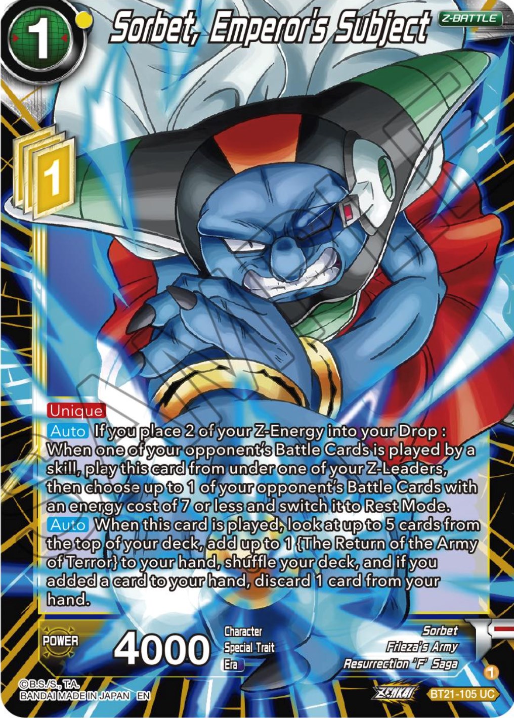 Sorbet, Emperor's Subject (BT21-105) [Wild Resurgence] | Odin's Place