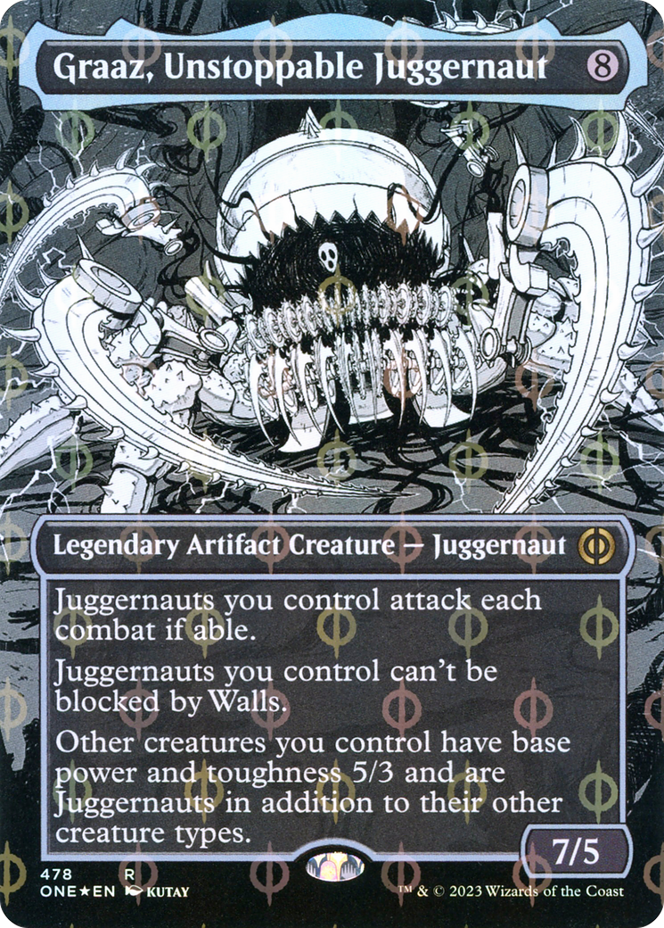 Graaz, Unstoppable Juggernaut (Borderless Manga Step-and-Compleat Foil) [Phyrexia: All Will Be One] | Odin's Place