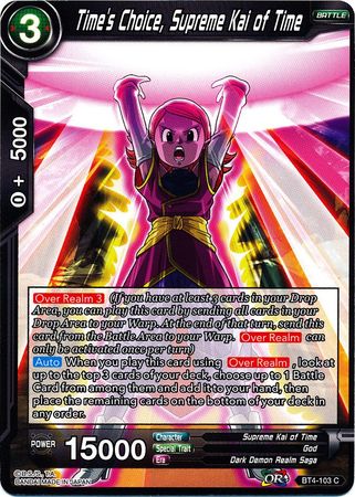 Time's Choice, Supreme Kai of Time (BT4-103) [Colossal Warfare] | Odin's Place