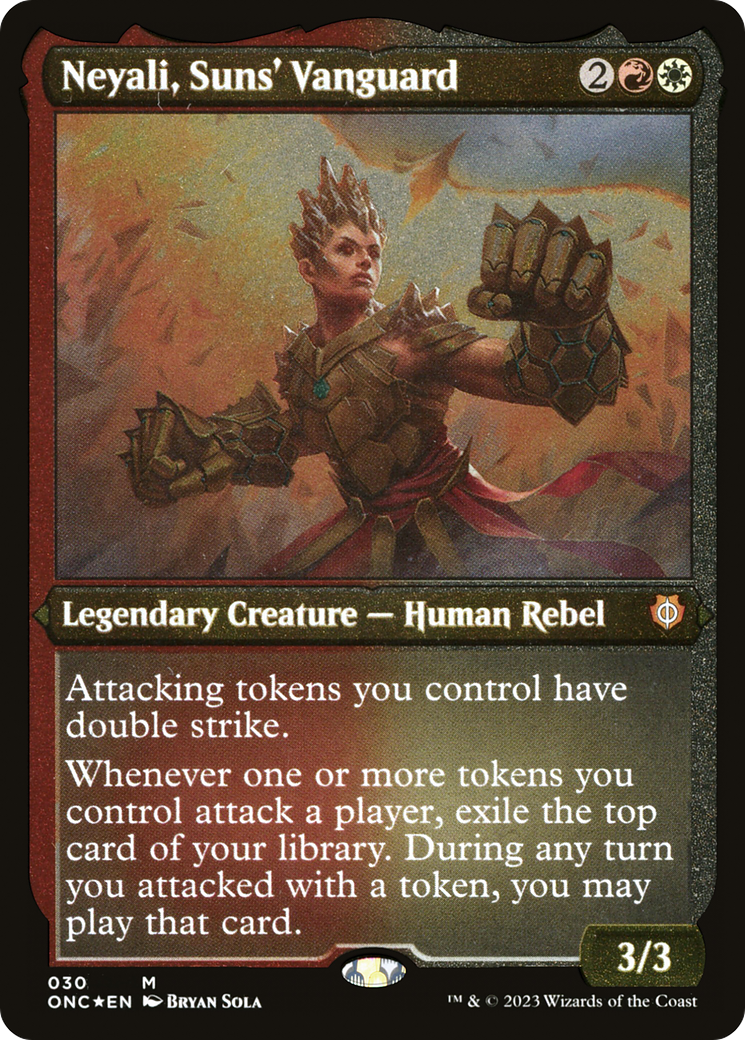 Neyali, Suns' Vanguard (Foil Etched) (Display Commander) [Phyrexia: All Will Be One Commander] | Odin's Place