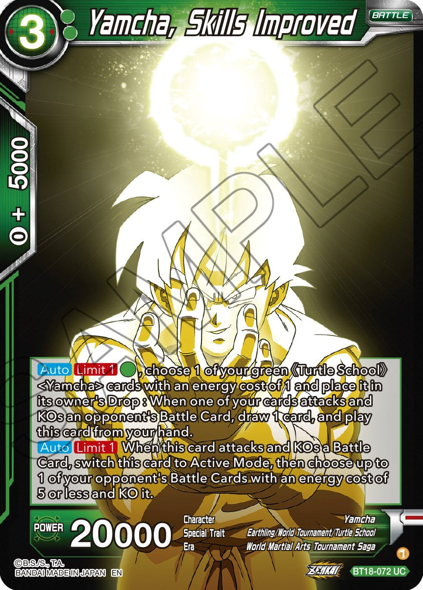 Yamcha, Skills Improved (BT18-072) [Dawn of the Z-Legends] | Odin's Place