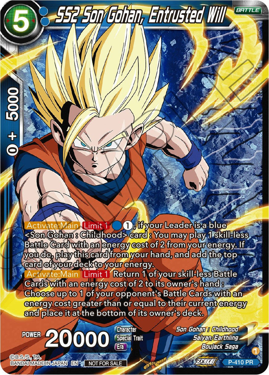 SS2 Son Gohan, Entrusted Will (Zenkai Series Tournament Pack Vol.1 Winner) (P-410) [Tournament Promotion Cards] | Odin's Place