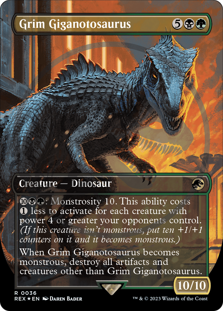 Grim Giganotosaurus (Emblem) (Borderless) [Jurassic World Collection Tokens] | Odin's Place