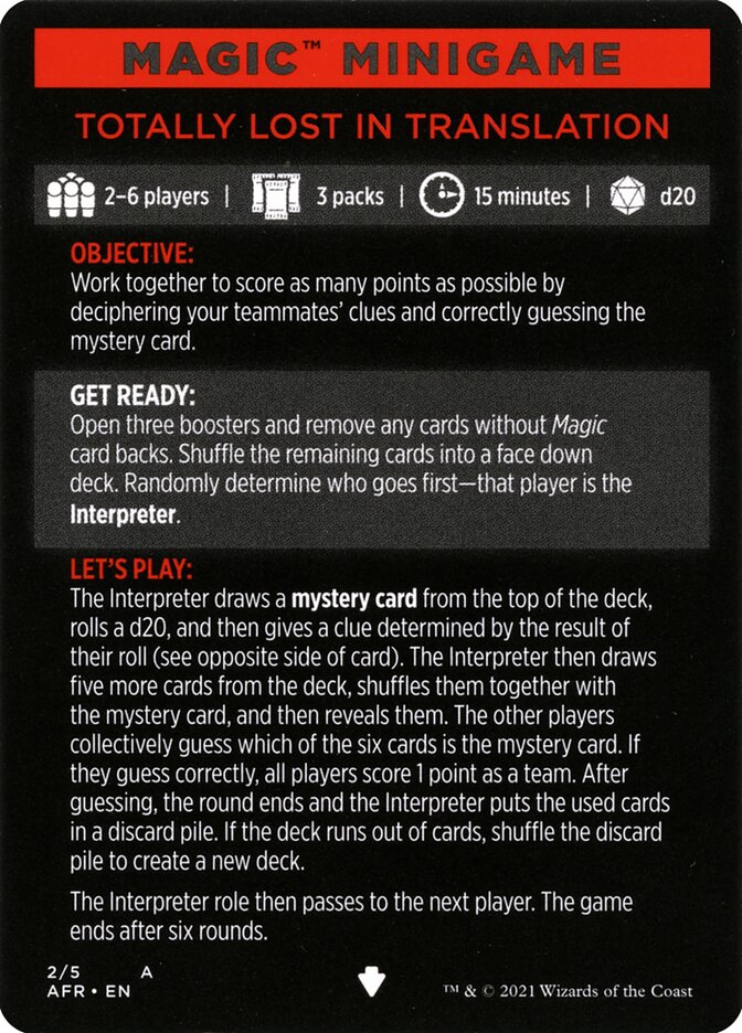 Totally Lost in Translation (Magic Minigame) [Dungeons & Dragons: Adventures in the Forgotten Realms Minigame] | Odin's Place