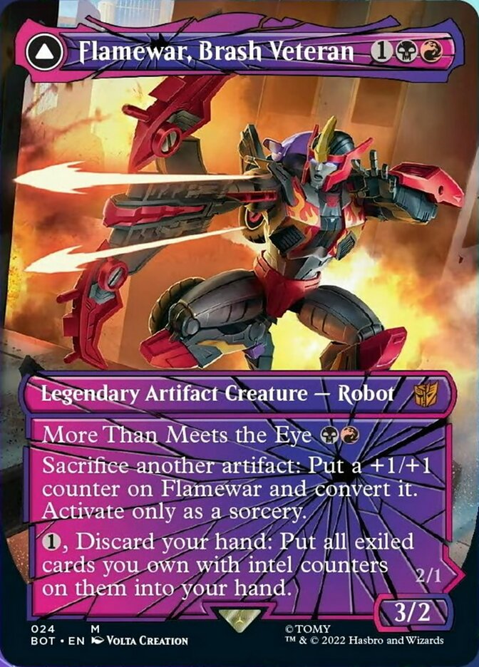 Flamewar, Brash Veteran // Flamewar, Streetwise Operative (Shattered Glass) [Transformers] | Odin's Place