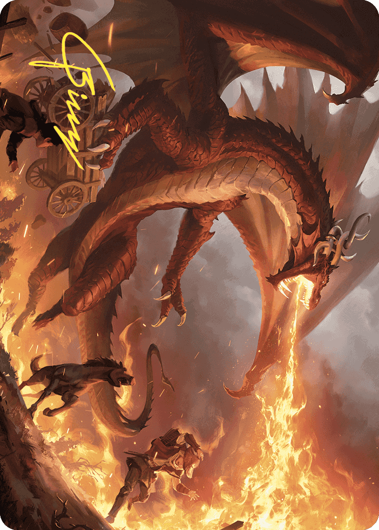 Realm-Scorcher Hellkite Art Card (Gold-Stamped Signature) [Wilds of Eldraine Art Series] | Odin's Place