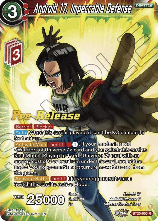 Android 17, Impeccable Defense (BT20-005) [Power Absorbed Prerelease Promos] | Odin's Place