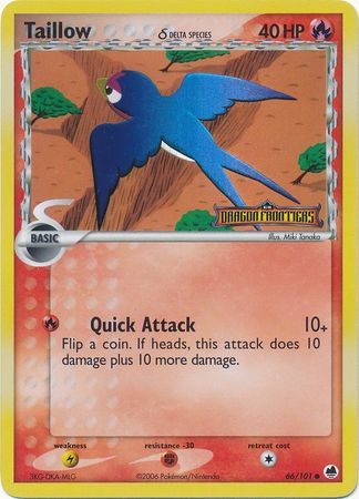 Taillow (66/101) (Delta Species) (Stamped) [EX: Dragon Frontiers] | Odin's Place
