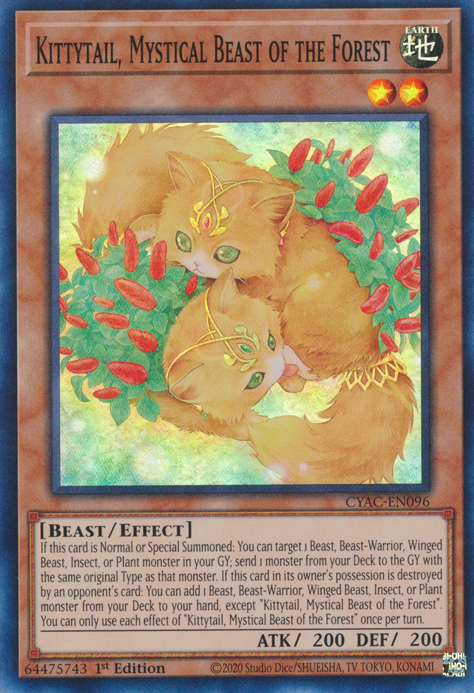 Kittytail, Mystical Beast of the Forest [CYAC-EN096] Super Rare | Odin's Place
