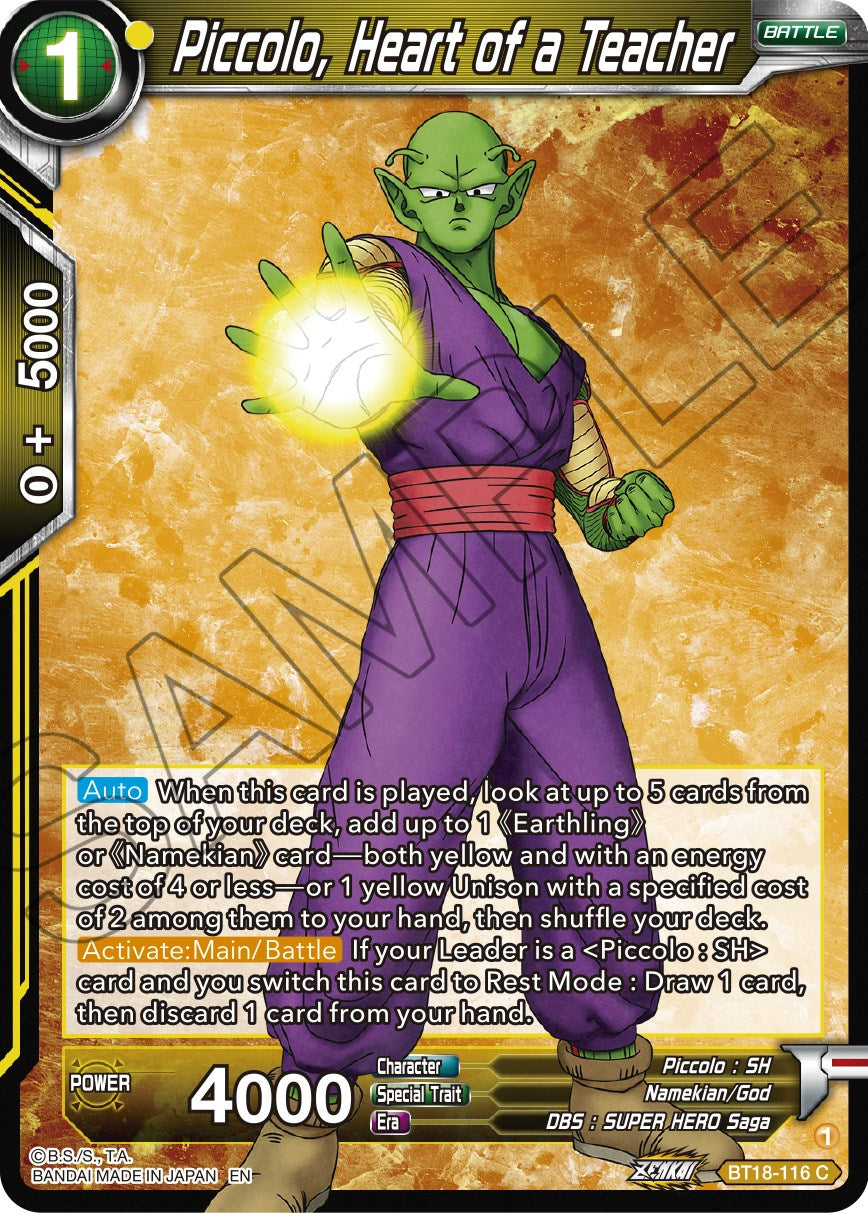 Piccolo, Heart of a Teacher (BT18-116) [Dawn of the Z-Legends] | Odin's Place