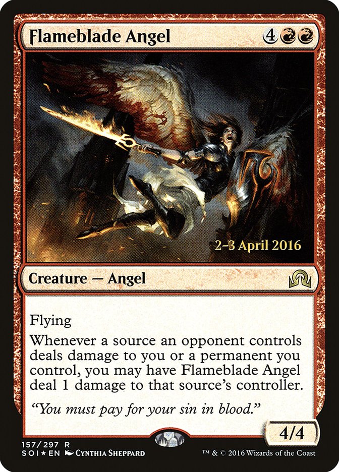 Flameblade Angel (157) [Shadows over Innistrad Prerelease Promos] | Odin's Place