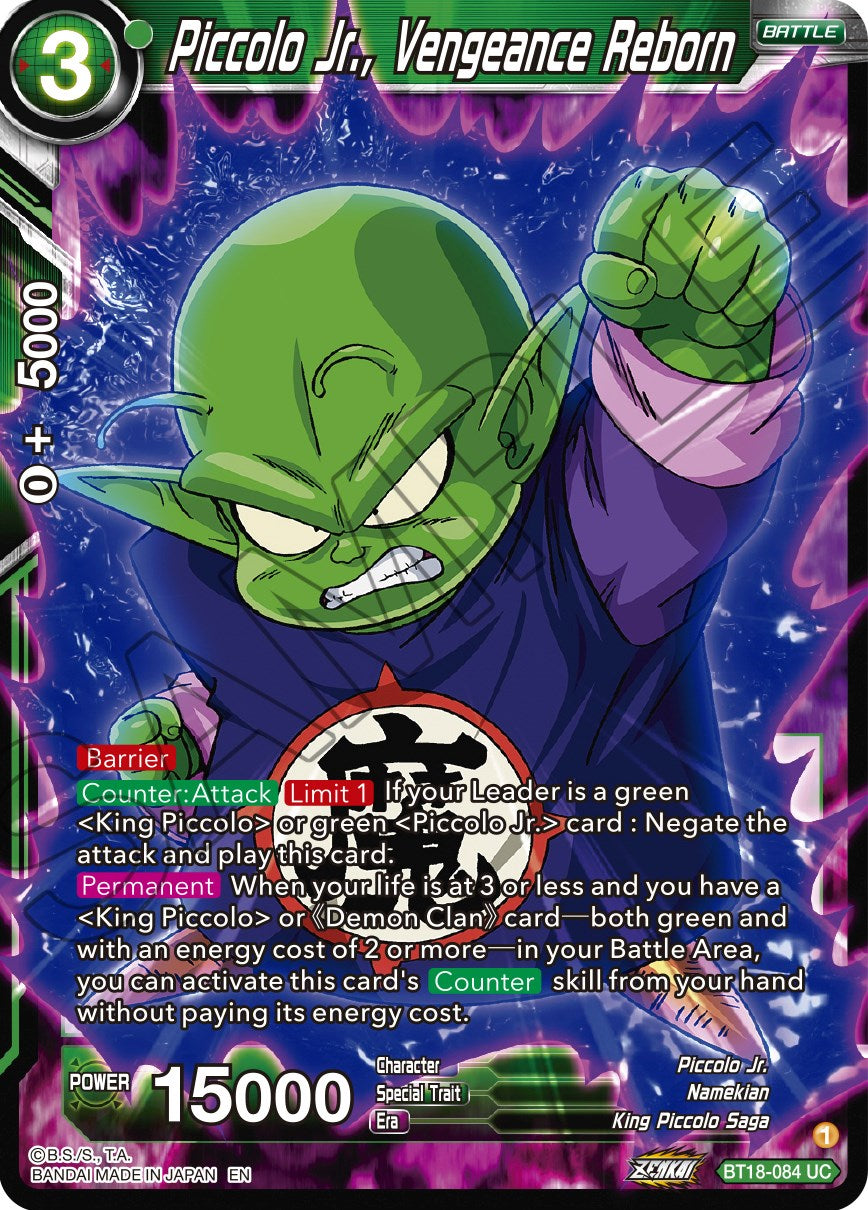 Piccolo Jr., Vengeance Reborn (BT18-084) [Dawn of the Z-Legends] | Odin's Place