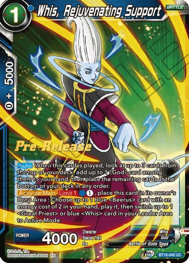 Whis, Rejuvenating Support (BT16-040) [Realm of the Gods Prerelease Promos] | Odin's Place