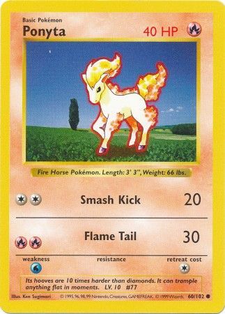 Ponyta (60/102) [Base Set Shadowless Unlimited] | Odin's Place