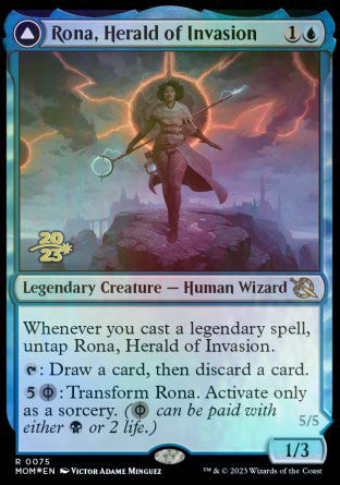 Rona, Herald of Invasion // Rona, Tolarian Obliterator [March of the Machine Prerelease Promos] | Odin's Place