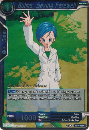 Bulma, Saying Farewell (BT7-033_PR) [Assault of the Saiyans Prerelease Promos] | Odin's Place