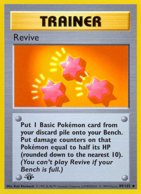 Revive (89/102) (Shadowless) [Base Set 1st Edition] | Odin's Place