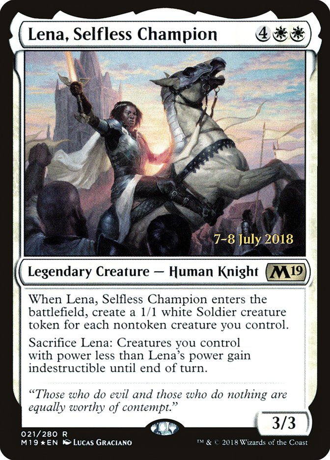 Lena, Selfless Champion (21) [Core Set 2019 Prerelease Promos] | Odin's Place