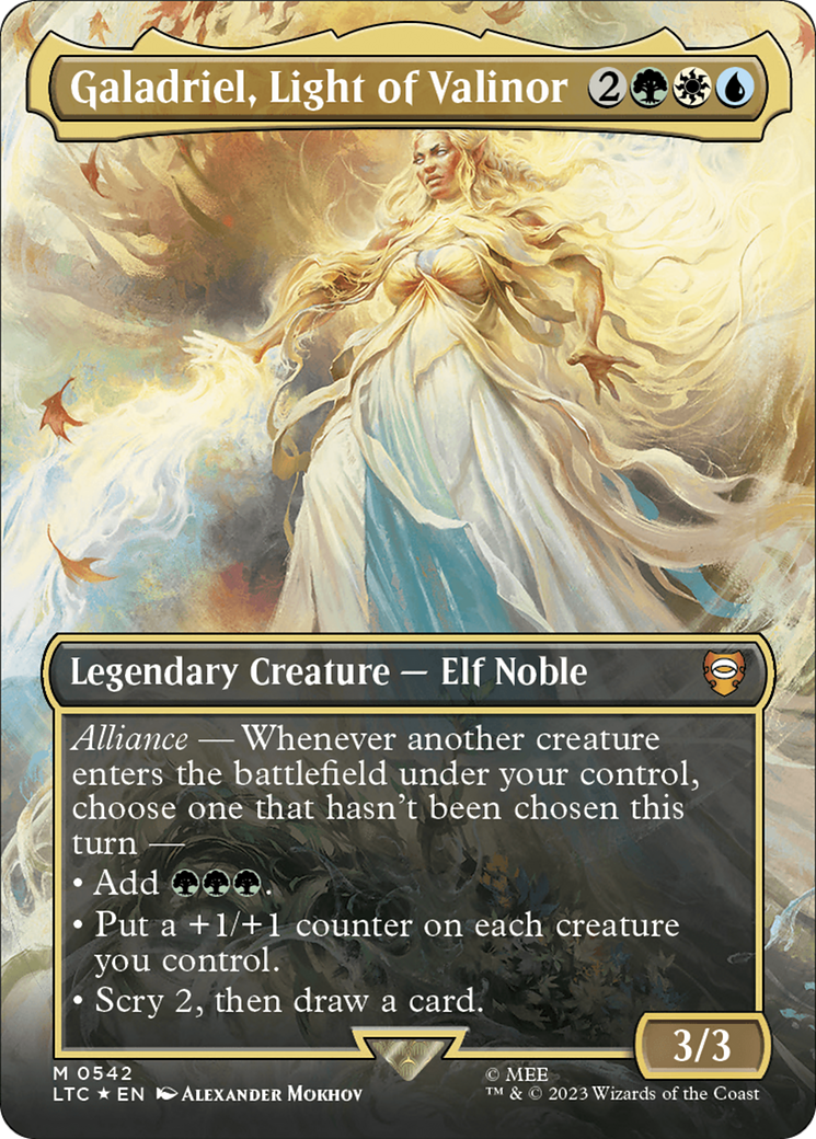 Galadriel, Light of Valinor (Borderless) (Surge Foil) [The Lord of the Rings: Tales of Middle-Earth Commander] | Odin's Place