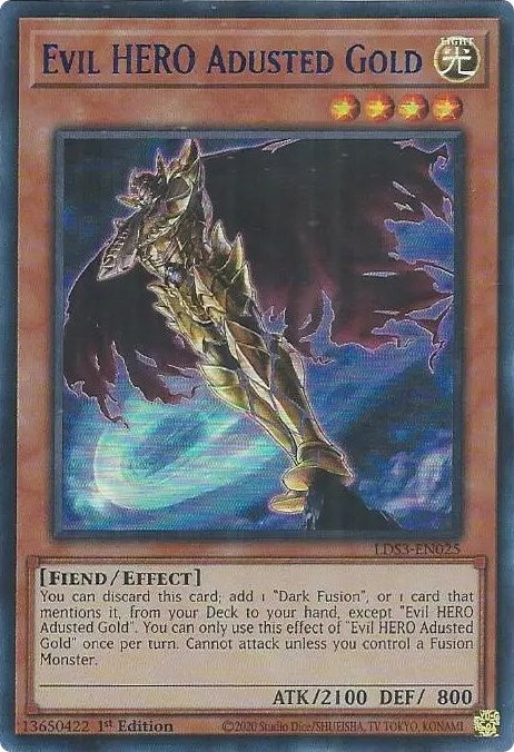 Evil HERO Adusted Gold (Blue) [LDS3-EN025] Ultra Rare | Odin's Place