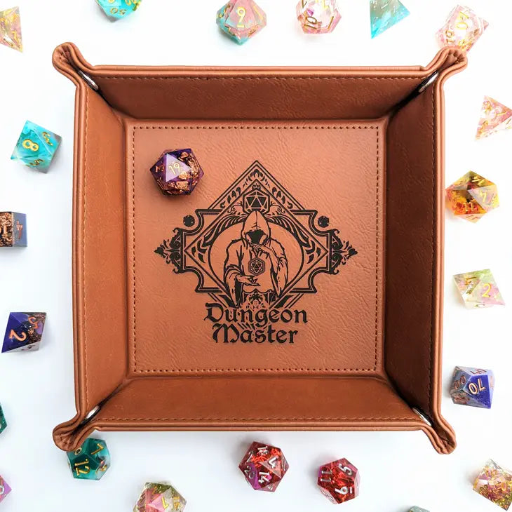NTSD Gaming Square Leatherette Dice Tray, Assorted Styles | Odin's Place
