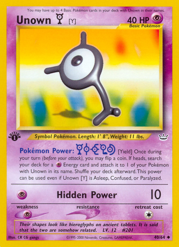 Unown [Y] (40/64) [Neo Revelation 1st Edition] | Odin's Place