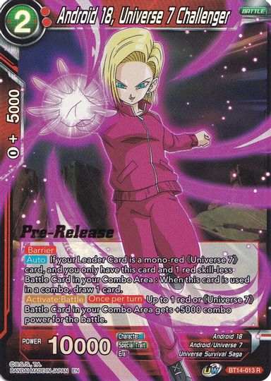 Android 18, Universe 7 Challenger (BT14-013) [Cross Spirits Prerelease Promos] | Odin's Place