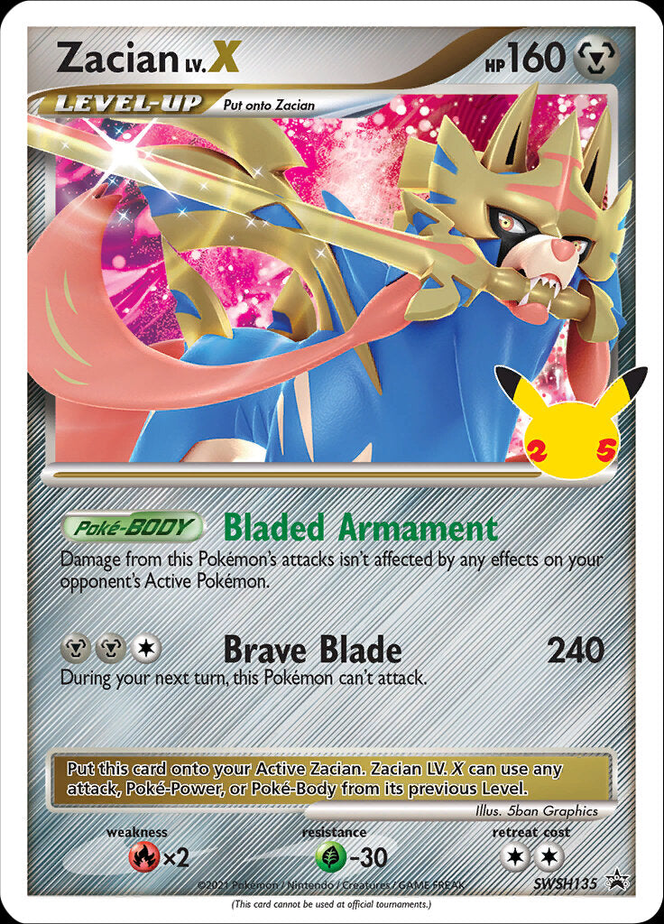 Zacian LV.X (SWSH135) (Celebrations) [Sword & Shield: Black Star Promos] | Odin's Place