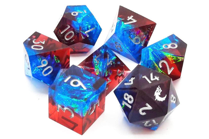 Old School Dice Sharp Edged American Hero Poly 7 Set | Odin's Place