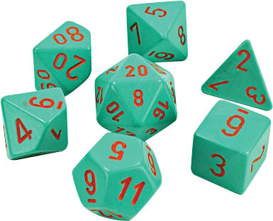 Chessex Lab Dice 3 Heavy: Poly Turquoise/Orange Poly 7 Set | Odin's Place