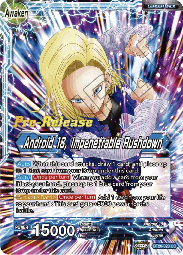 Android 18 // Android 18, Impenetrable Rushdown (BT20-023) [Power Absorbed Prerelease Promos] | Odin's Place