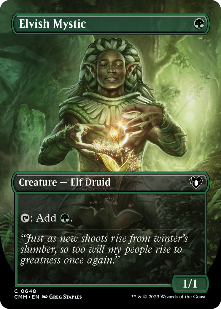 Elvish Mystic (Borderless Alternate Art) [Commander Masters] | Odin's Place