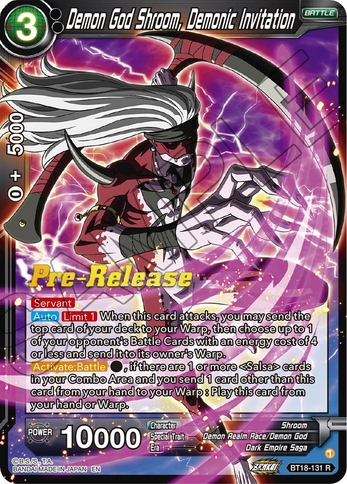 Demon God Shroom, Demonic Invitation (BT18-131) [Dawn of the Z-Legends Prerelease Promos] | Odin's Place