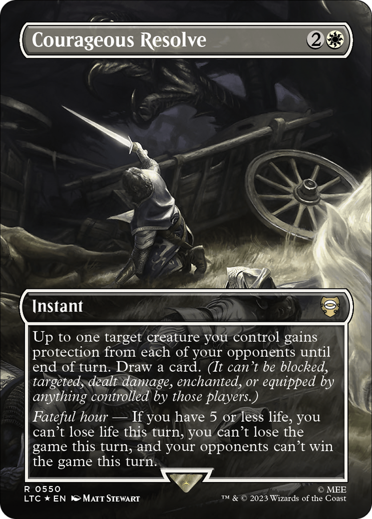 Courageous Resolve (Borderless) (Surge Foil) [The Lord of the Rings: Tales of Middle-Earth Commander] | Odin's Place