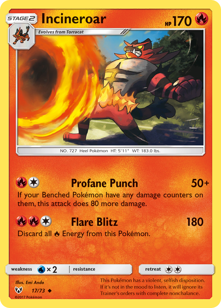 Incineroar (17/73) [Sun & Moon: Shining Legends] | Odin's Place