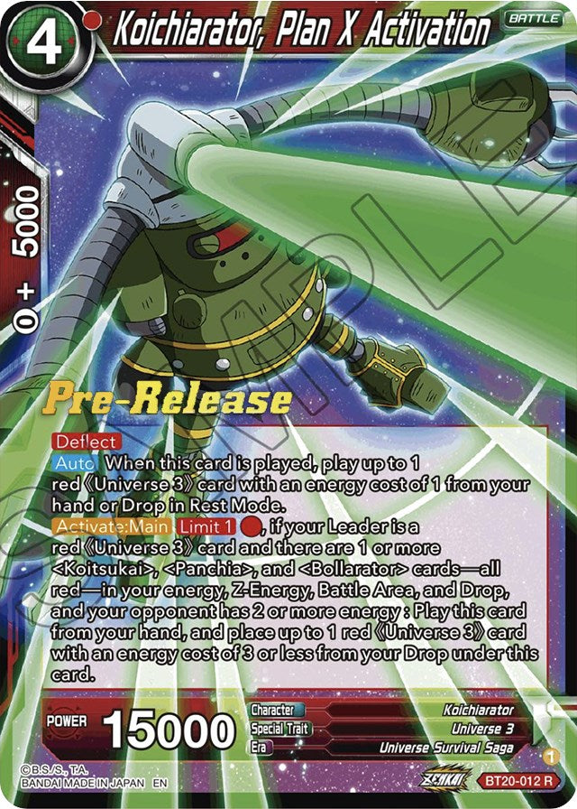 Koichiarator, Plan X Activation (BT20-012) [Power Absorbed Prerelease Promos] | Odin's Place
