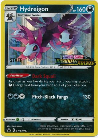 Hydreigon (SWSH037) (Staff Prerelease Promo) [Sword & Shield: Black Star Promos] | Odin's Place