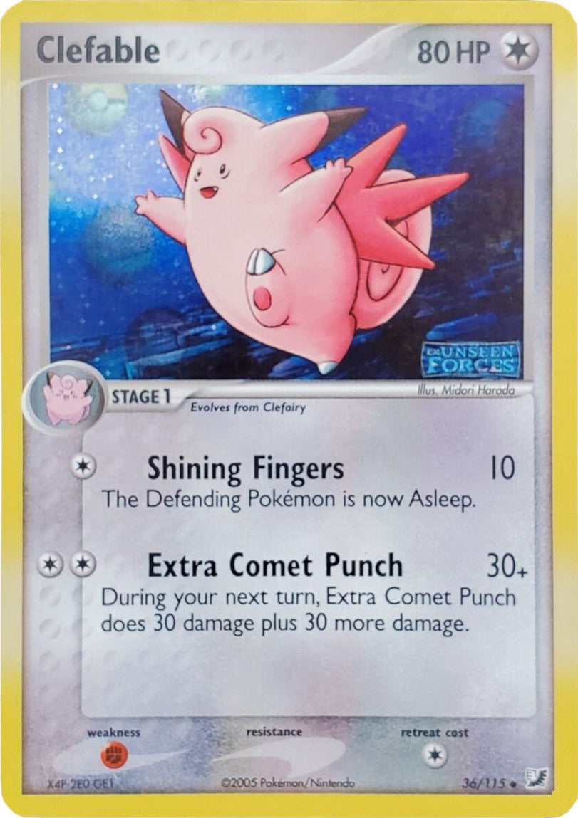 Clefable (36/115) (Stamped) [EX: Unseen Forces] | Odin's Place