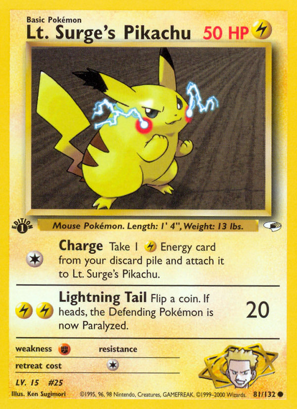 Lt. Surge's Pikachu (81/132) [Gym Heroes 1st Edition] | Odin's Place