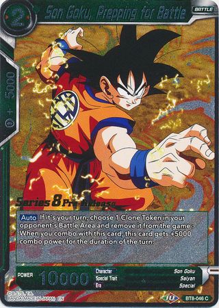 Son Goku, Prepping for Battle (BT8-046_PR) [Malicious Machinations Prerelease Promos] | Odin's Place