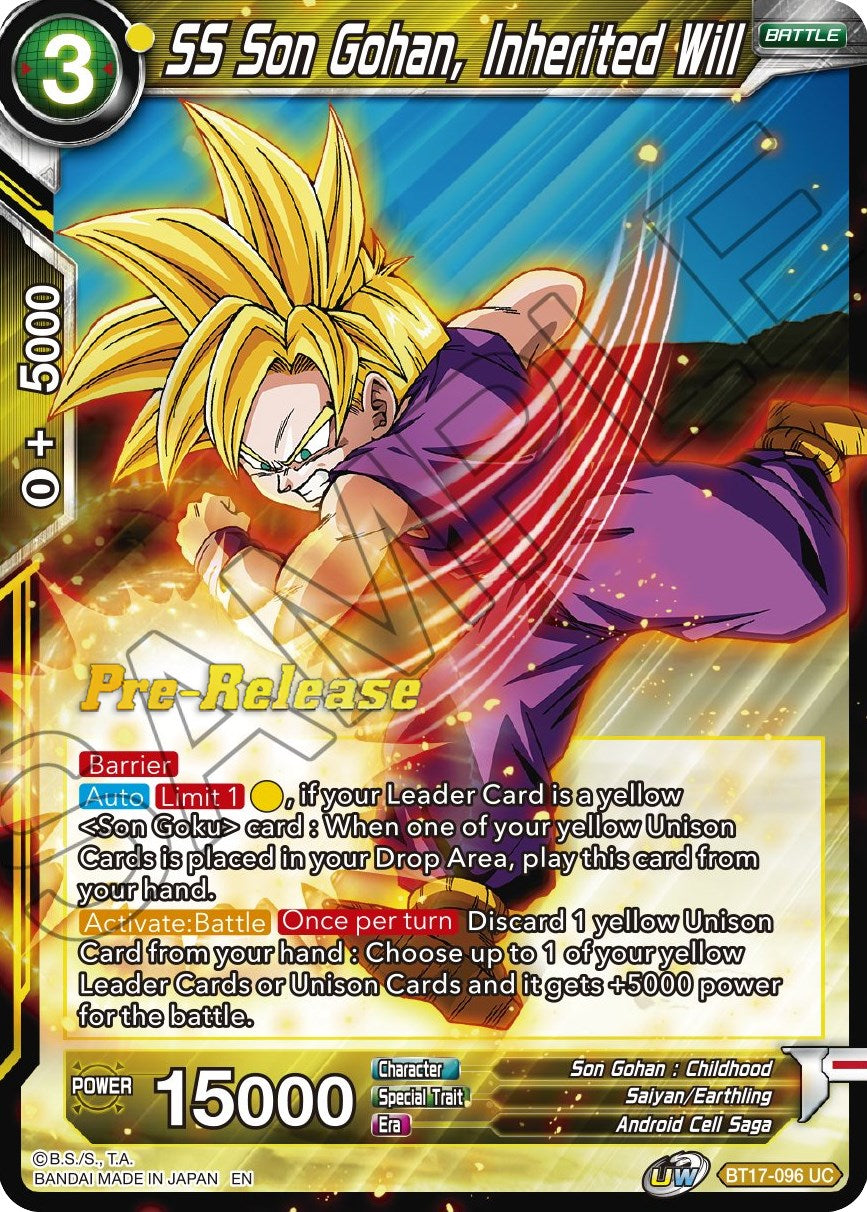 SS Son Gohan, Inherited Will (BT17-096) [Ultimate Squad Prerelease Promos] | Odin's Place