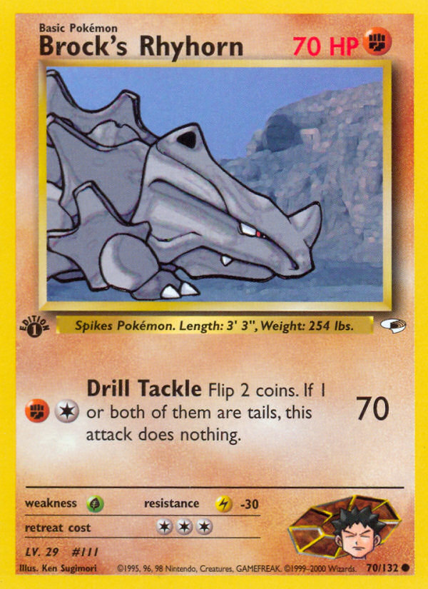 Brock's Rhyhorn (70/132) [Gym Heroes 1st Edition] | Odin's Place