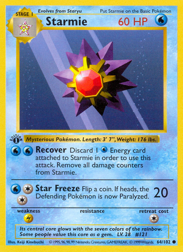 Starmie (64/102) (Shadowless) [Base Set 1st Edition] | Odin's Place