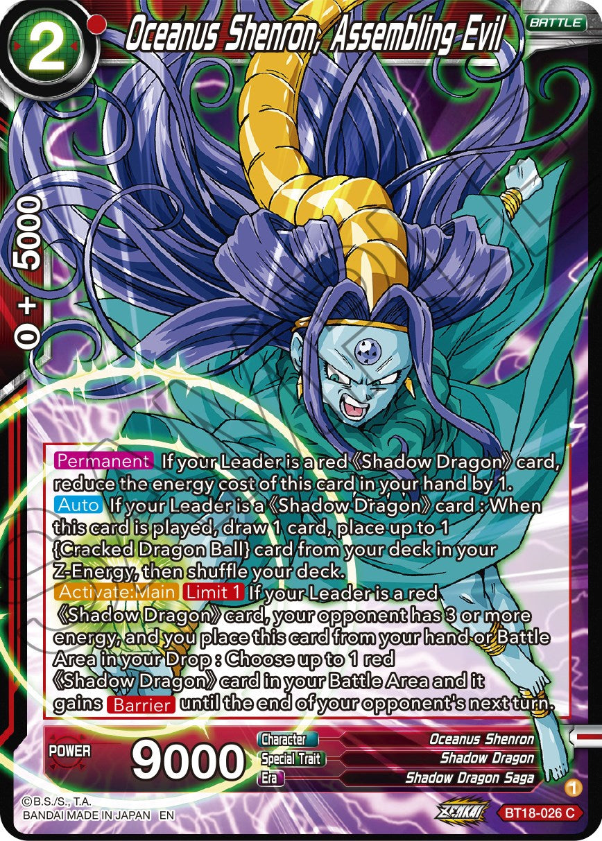 Oceanus Shenron, Assembling Evil (BT18-026) [Dawn of the Z-Legends] | Odin's Place
