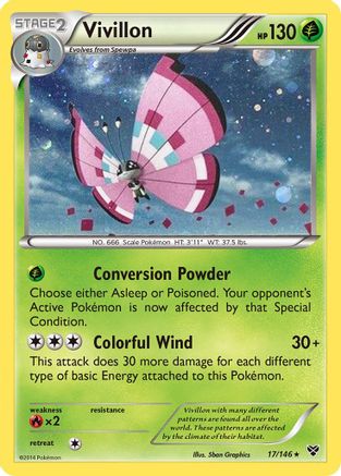 Vivillon (17/146) (Meadow Form/Pink Wings) (Cosmos Holo) [XY: Base Set] | Odin's Place