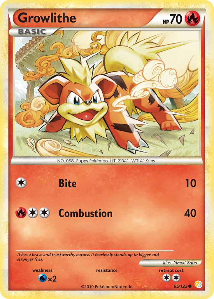 Growlithe (65/123) [HeartGold & SoulSilver: Base Set] | Odin's Place