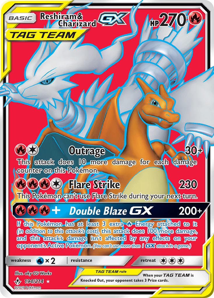 Reshiram & Charizard GX (194/214) [Sun & Moon: Unbroken Bonds] | Odin's Place