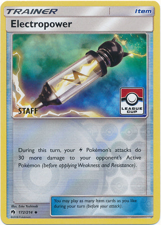 Electropower (172/214) (League Promo Staff) [Sun & Moon: Lost Thunder] | Odin's Place